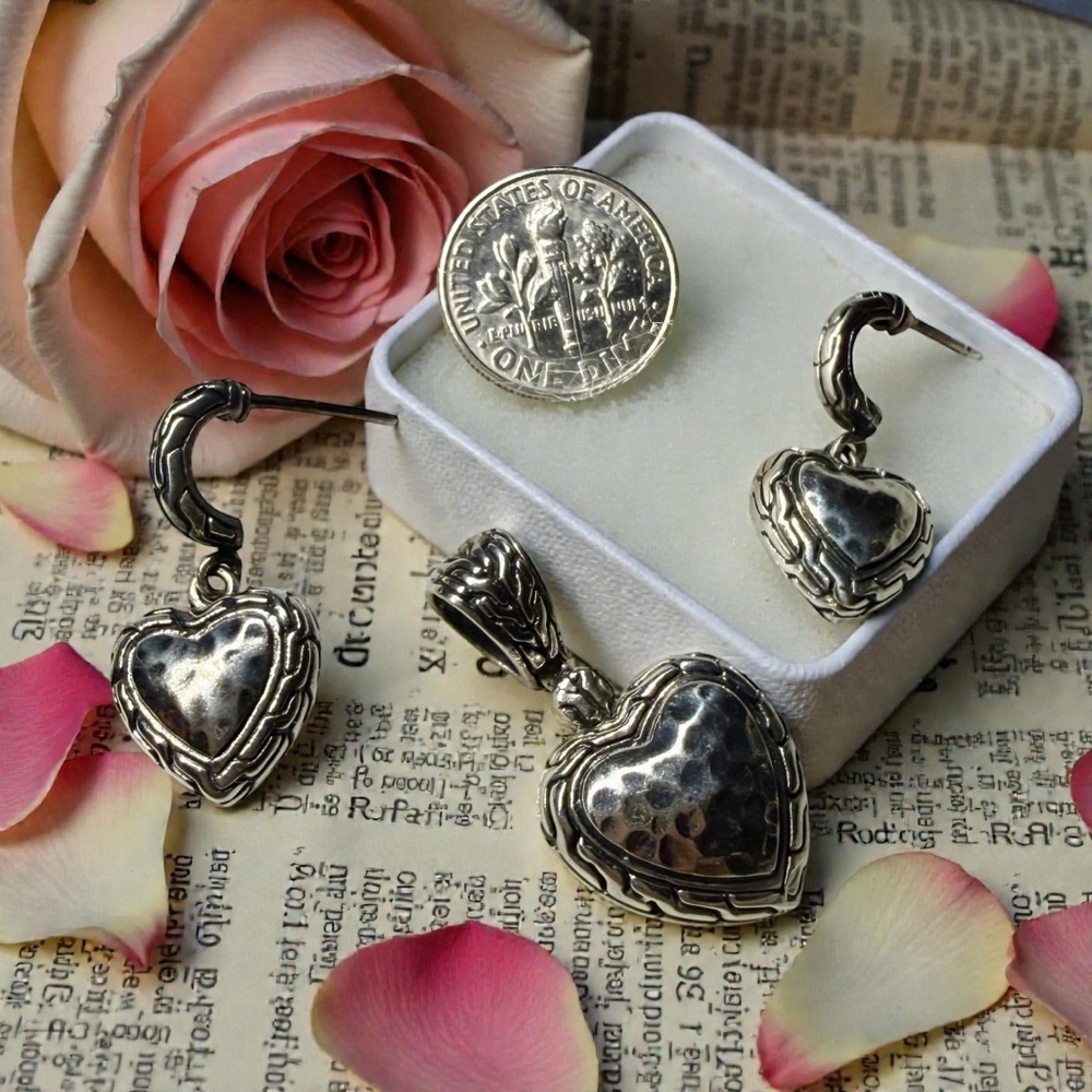 Elegant Solid Silver 925 Heart Jewelry Set - Picture 4 of 8